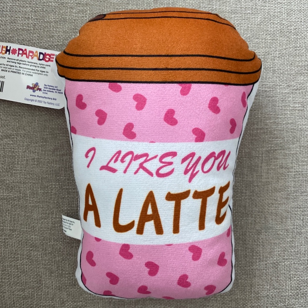 I Like You A Latte Plush Mini Pillow / Plush Paradise - Toy Factory / 8โ / NEW - Picture 2 of 9